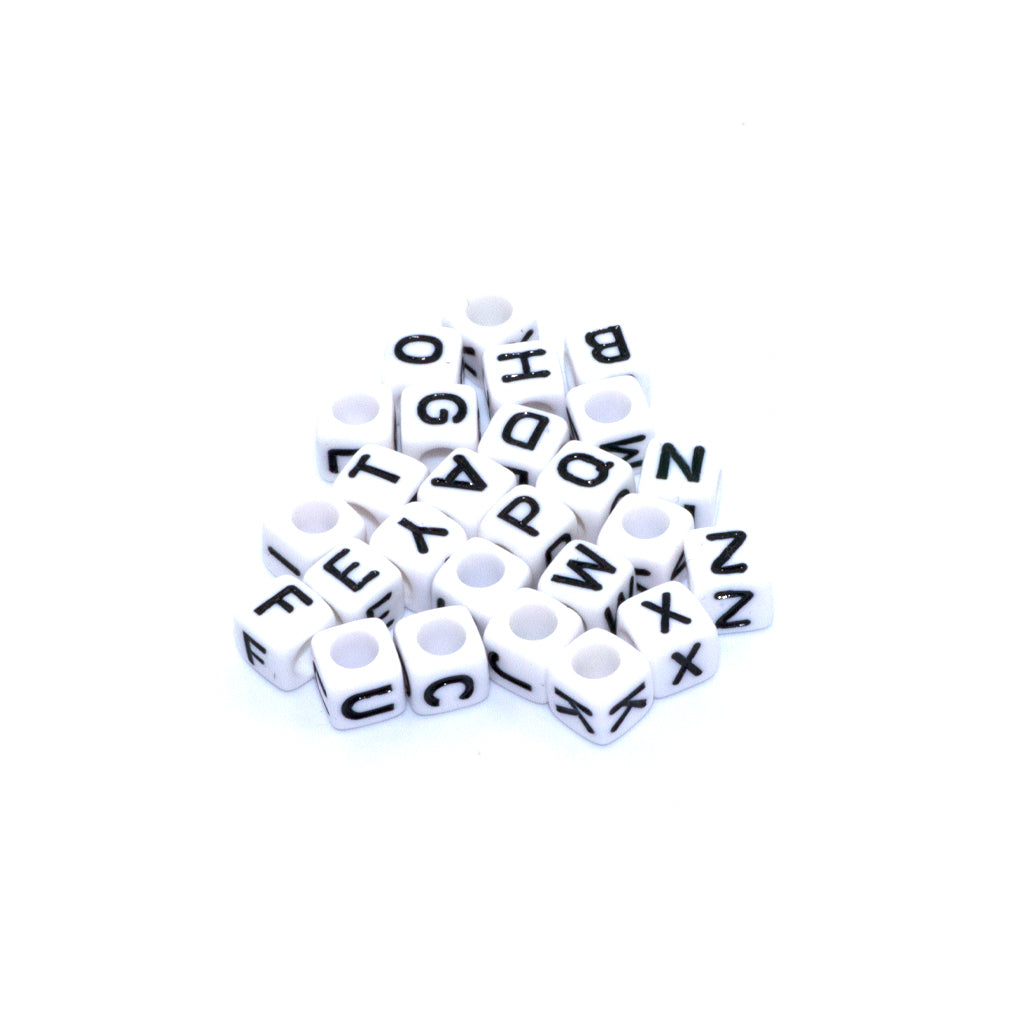 Beads, Alphabet Beads, Plastic, 6mm, 3mm hole, 200+ pcs per bag