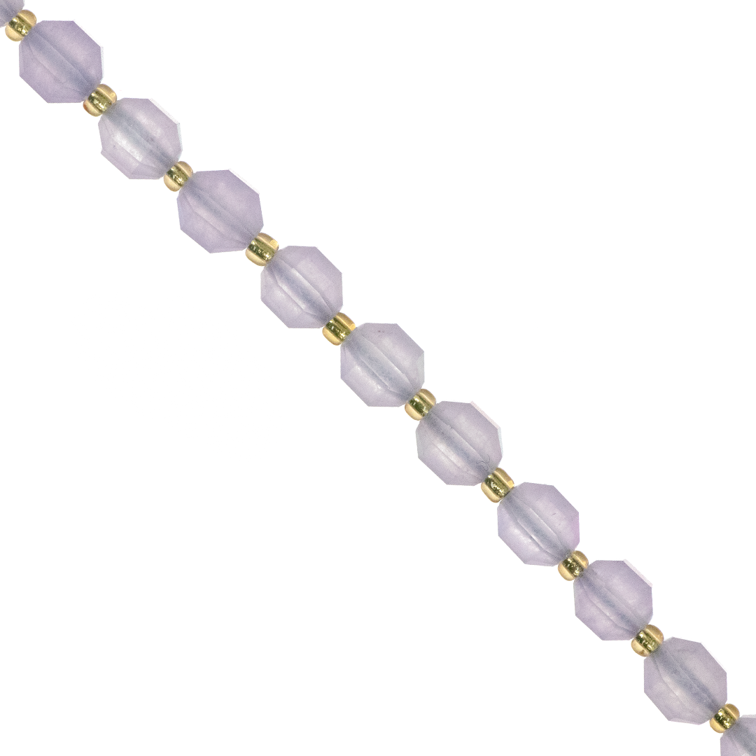 Faceted Hexagon Gemstones With Gold Spacer Bead, 8mm, Available in Various Gemstones