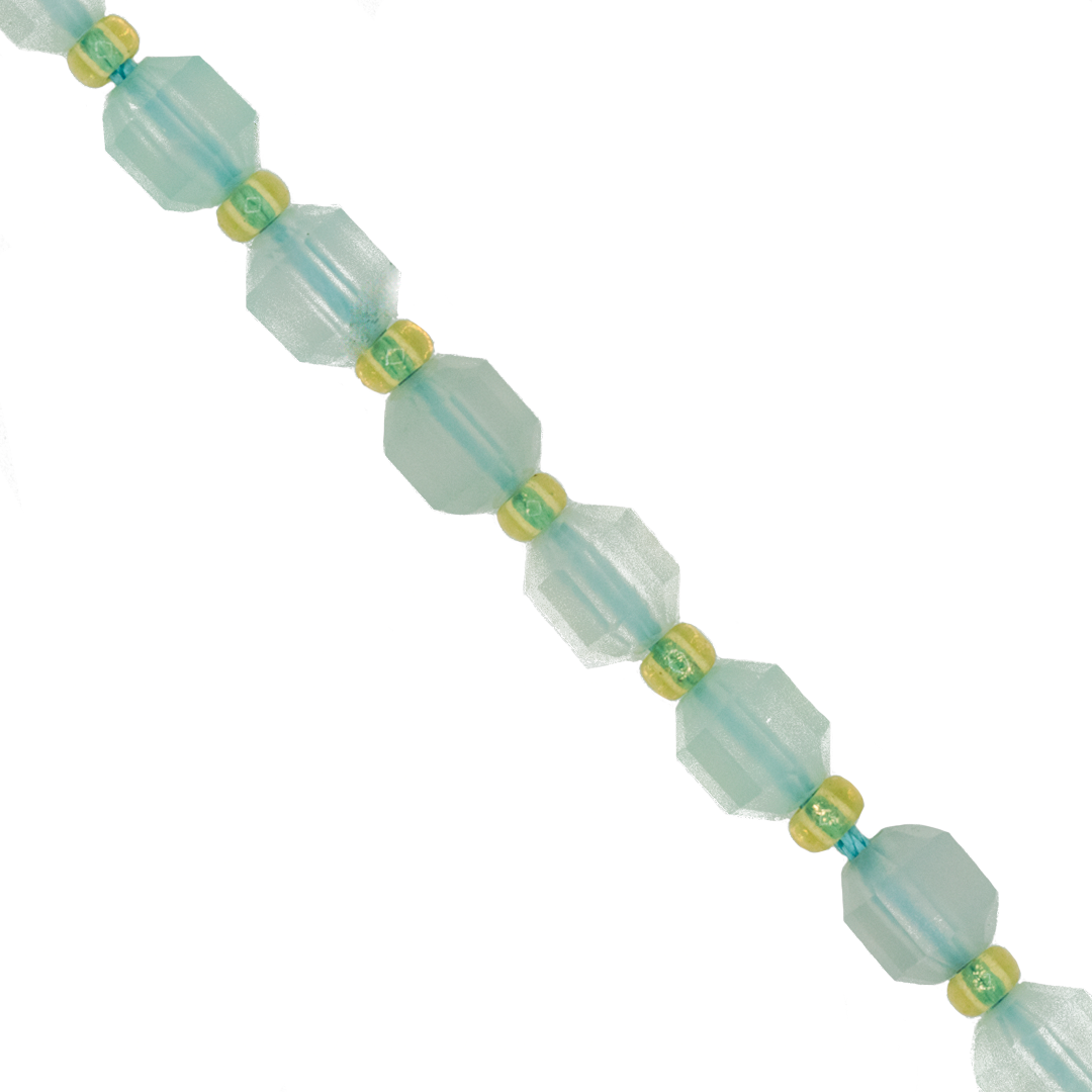 Faceted Hexagon Gemstones with Gold Spacer Bead, 6mm, Available in Various Gemstones