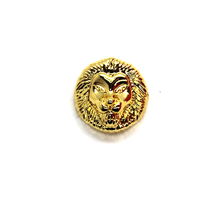Lion Head Spacer Bead, Gold-Plated, 13mm x 13mm, 1pc