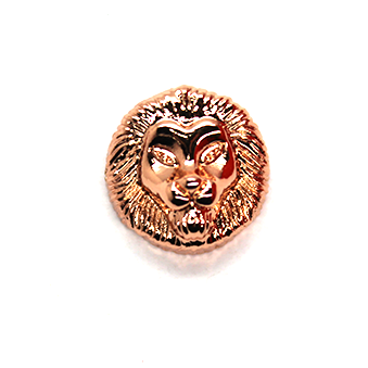 Lion Head Spacer Bead, Rose Gold-Plated, 13mm x 13mm, 1pc