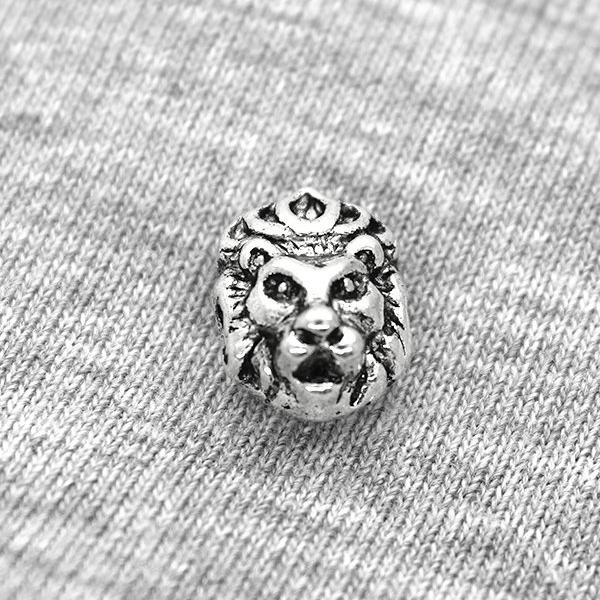 Spacers, Lion Head with Crown, Alloy, Silver, 14mm X 11mm, Sold Per pkg of 4