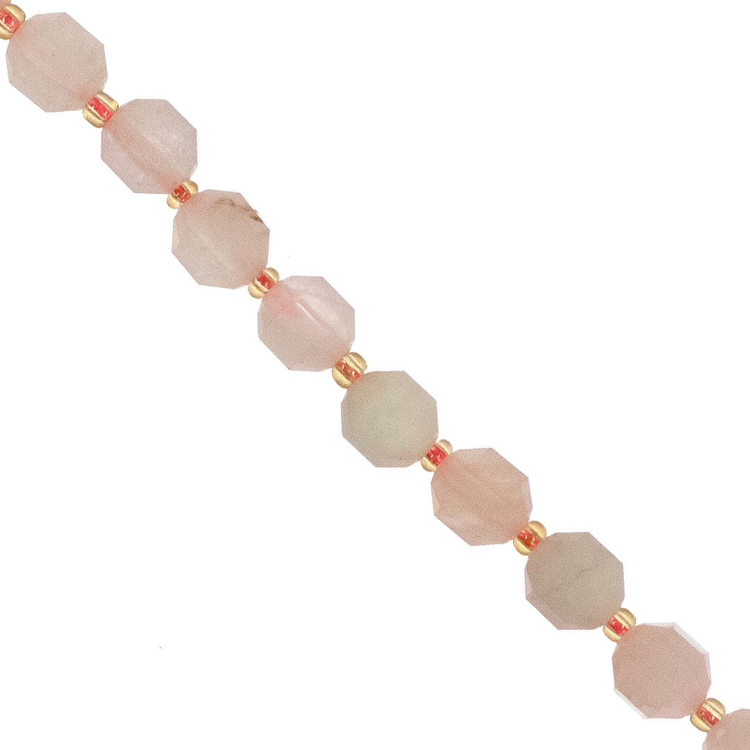 Faceted Hexagon Gemstones With Gold Spacer Bead, 8mm, Available in Various Gemstones