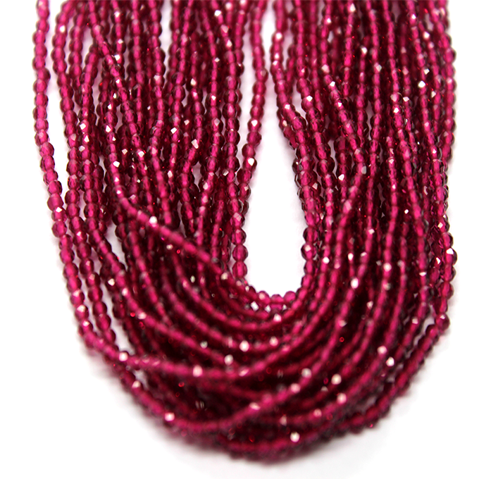 Faceted Medium Violet Red Jade, Semi-Precious Stone, 2mm, 208 pcs per strand