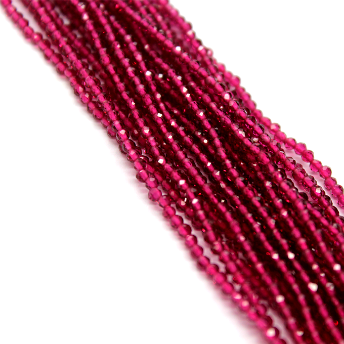 Faceted Medium Violet Red Jade, Semi-Precious Stone, 2mm, 208 pcs per strand