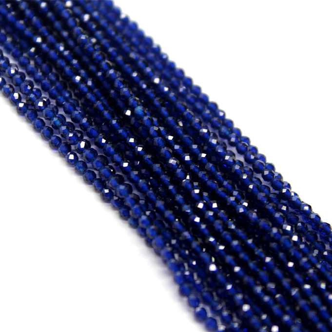 Faceted Medium Blue Jade, Semi-Precious Stone, 2mm, 208 pcs per strand