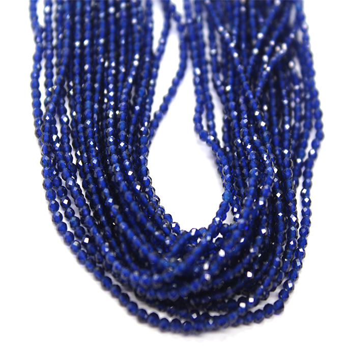 Faceted Midnight Blue Jade, Semi-Precious Stone, 2mm, 208 pcs per strand