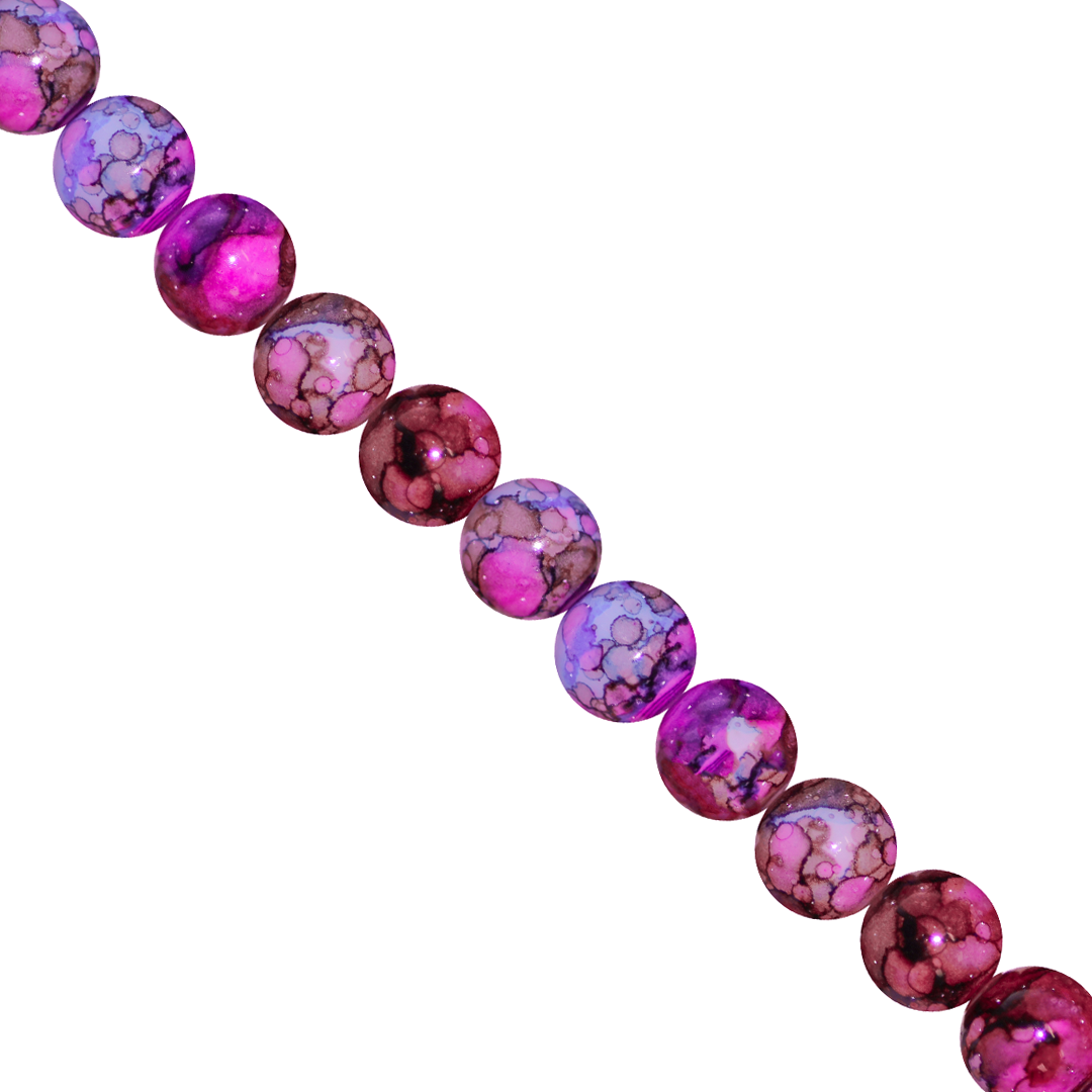 Marble Style Glass Beads, Opaque, 8mm, Approx 90 pcs per strand, Available in Multiple Colours