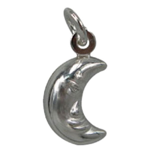 Charm, Moon, Sterling Silver, 10mm L x 7mm W, 1pc