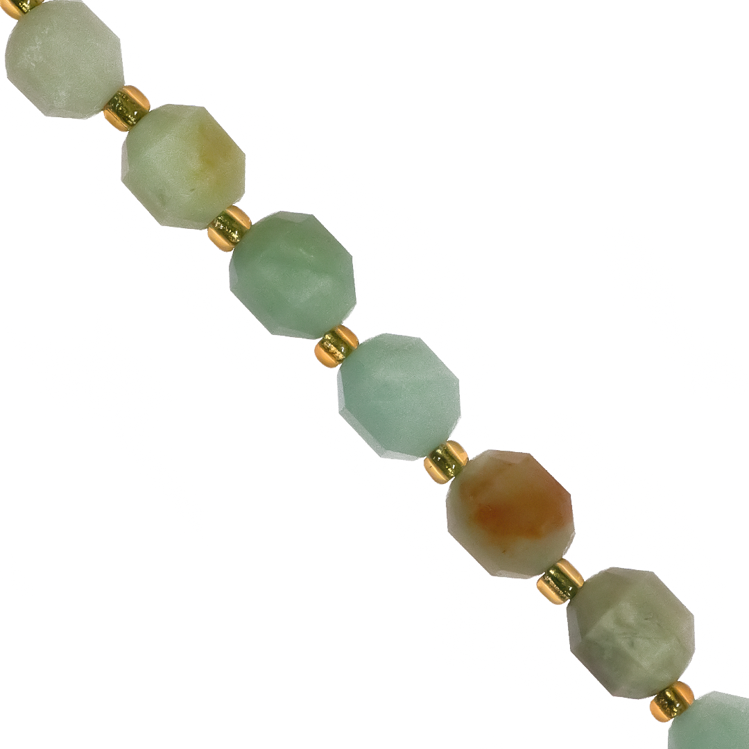 Faceted Hexagon Gemstones With Gold Spacer Bead, 8mm, Available in Various Gemstones