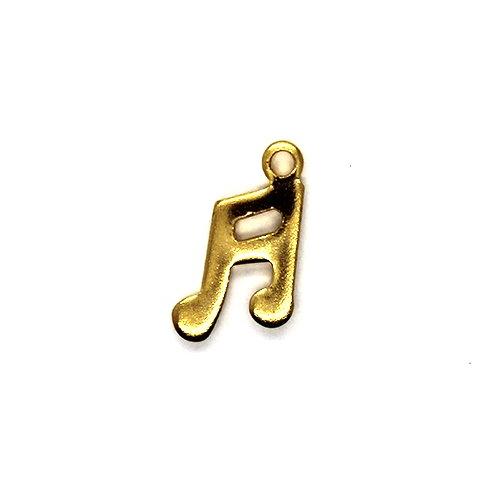 Charms, Music Note, Gold, Alloy, 12mm X 7mm X 1mm, Sold Per pkg of 2