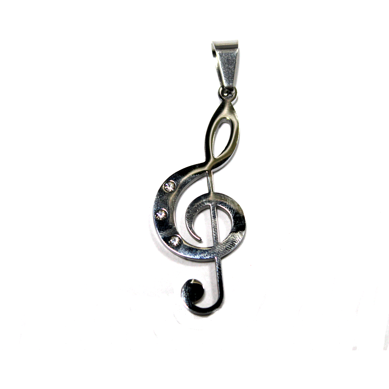 Pendant, Music Note, Stainless Steel, 52mm x 17mm X 2mm, Sold Per pkg of 1