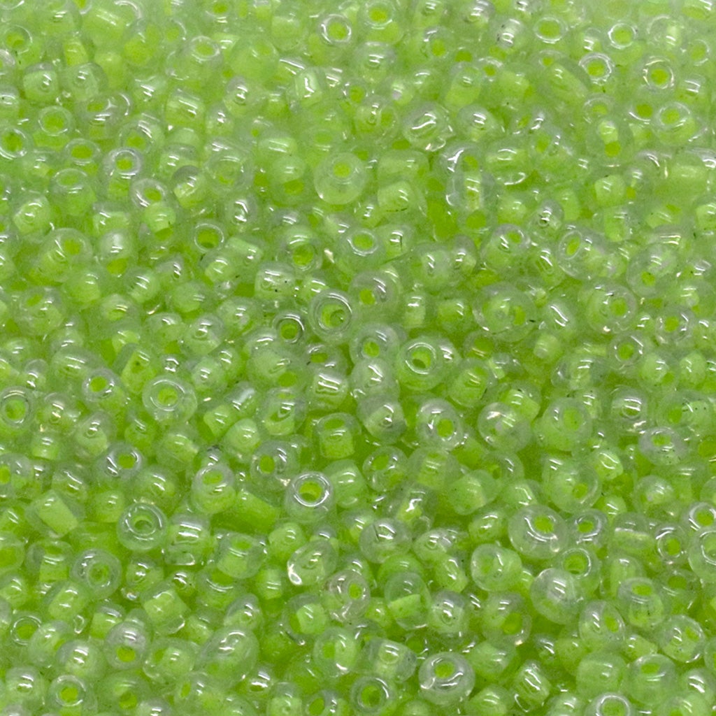 Seed Bead Bulk Bags - 8/0 - Neon Green Colorlined - 449g/13,000pcs