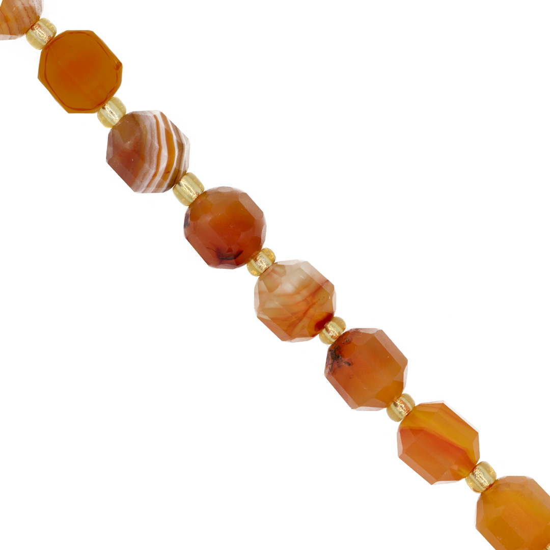 Faceted Hexagon Gemstones with Gold Spacer Bead, 6mm, Available in Various Gemstones