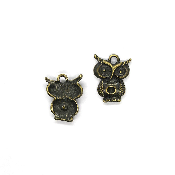 Charms, Chubby Owl, Bronze, Alloy, 20mm X 15mm X 3mm, Sold Per pkg of 6