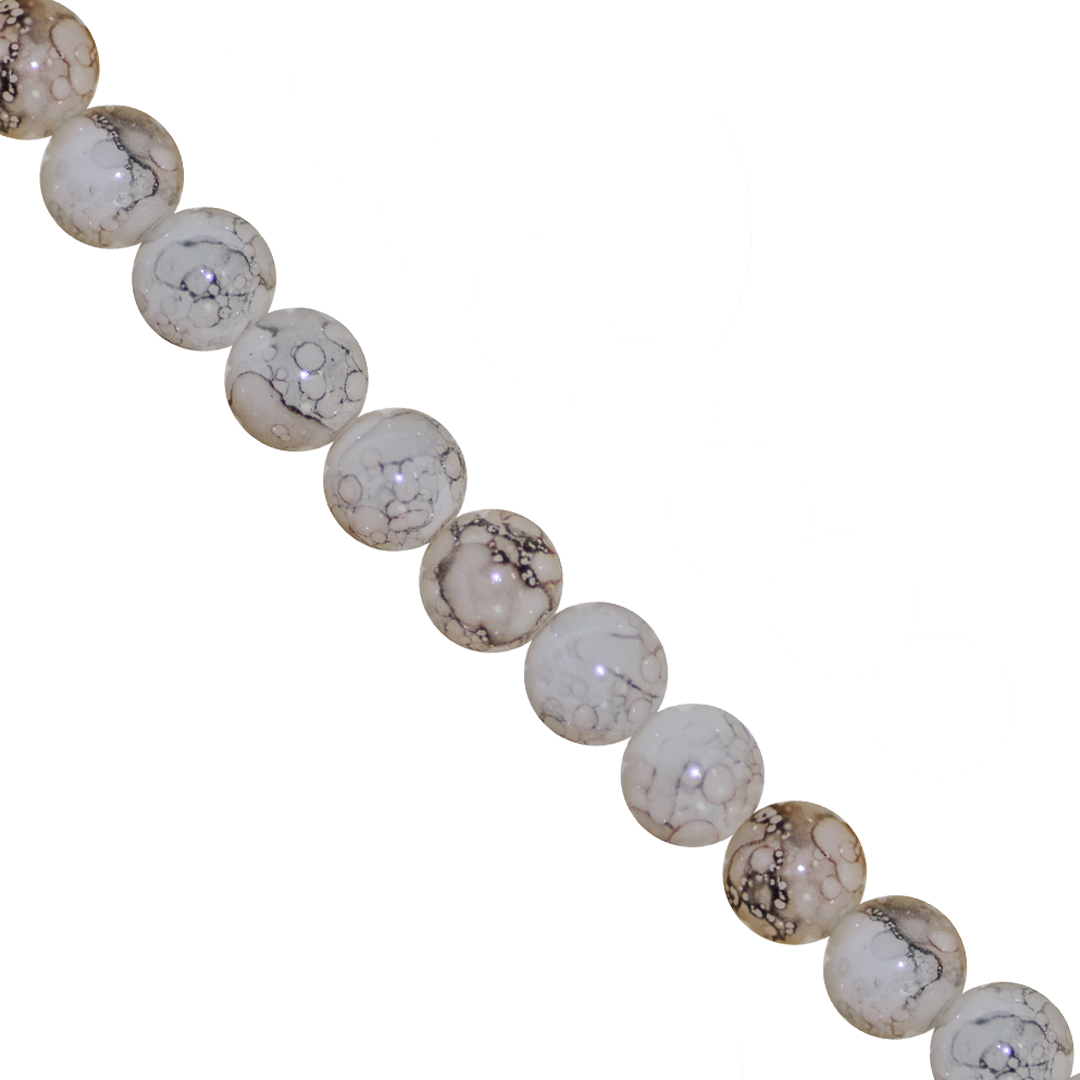 Marble Style Glass Beads, Opaque, 6mm, Approx 130 pcs per strand, Available in Multiple Colours