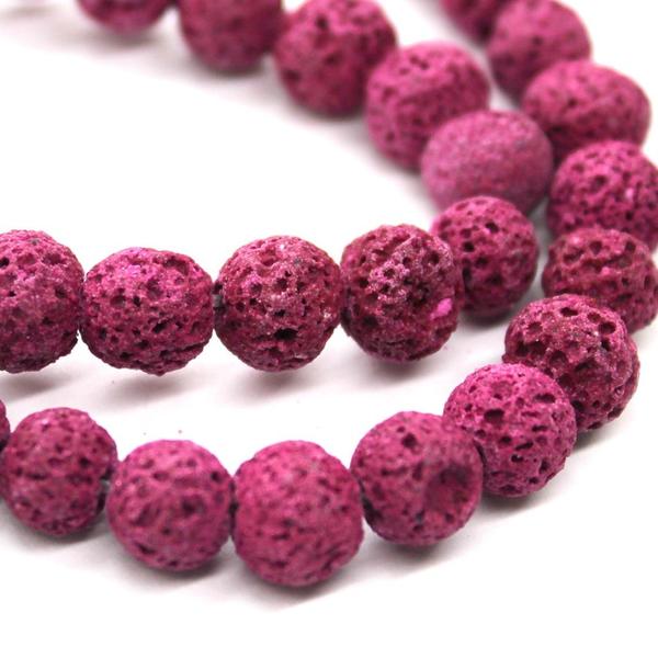 Pink Lava Stone, Semi-Precious Stone, 8mm, 45 pcs per strand