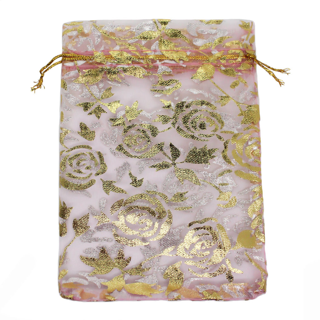 Tools, Small Organza Flower Fabric Bags, 12.5cm x 9.5cm, Available in 6 Colors, Bundle of 100