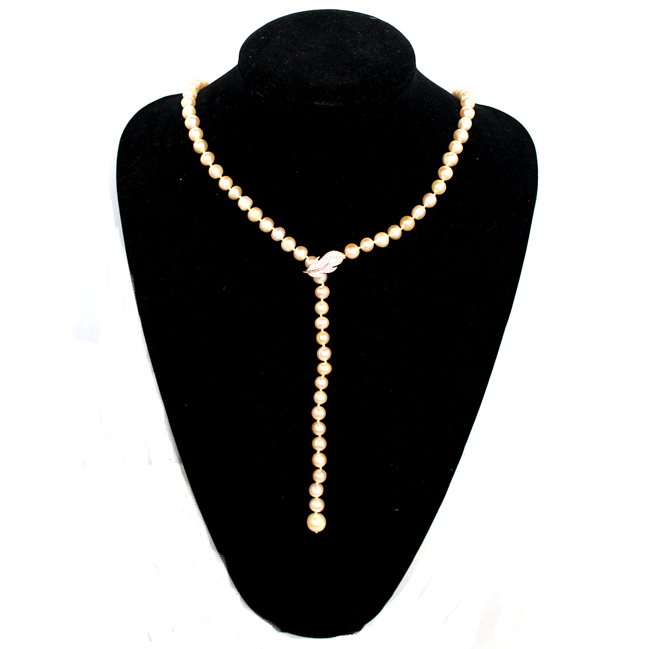 Fresh Water Pearl Necklace with Adjustable Clasp, Rose Gold or Ivory, 8mm, 28 inch
