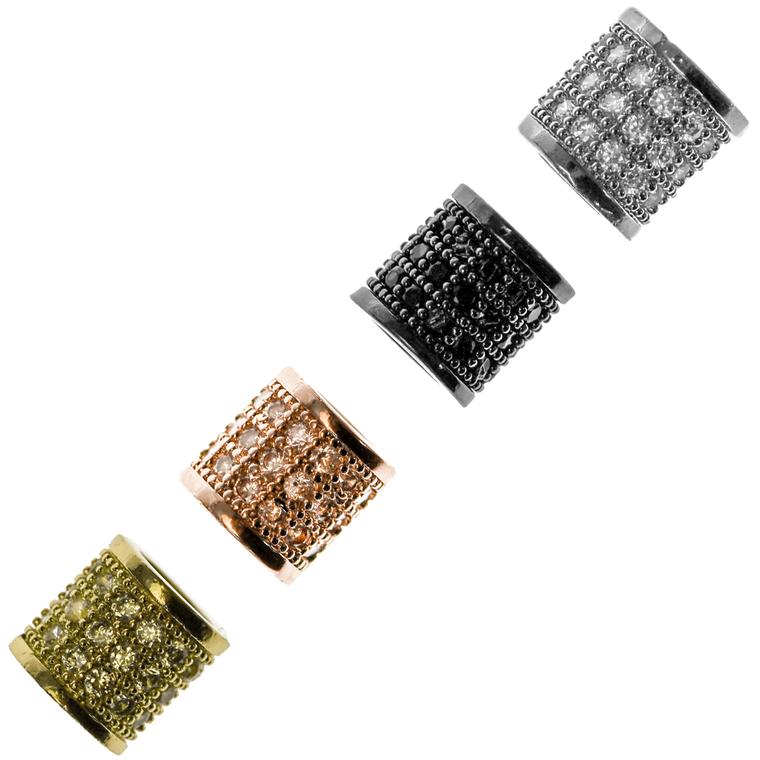 Bead, Micro Pave, Tube, Cubic Zirconia, 8mm, Sold Per pkg of 1, Available in Multiple Colours