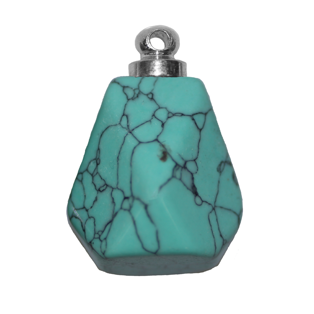 Faceted Polygon Stone Pendant, 25mm x 18mm, Available in Multiple Semi-Precious Stones - 1 pc
