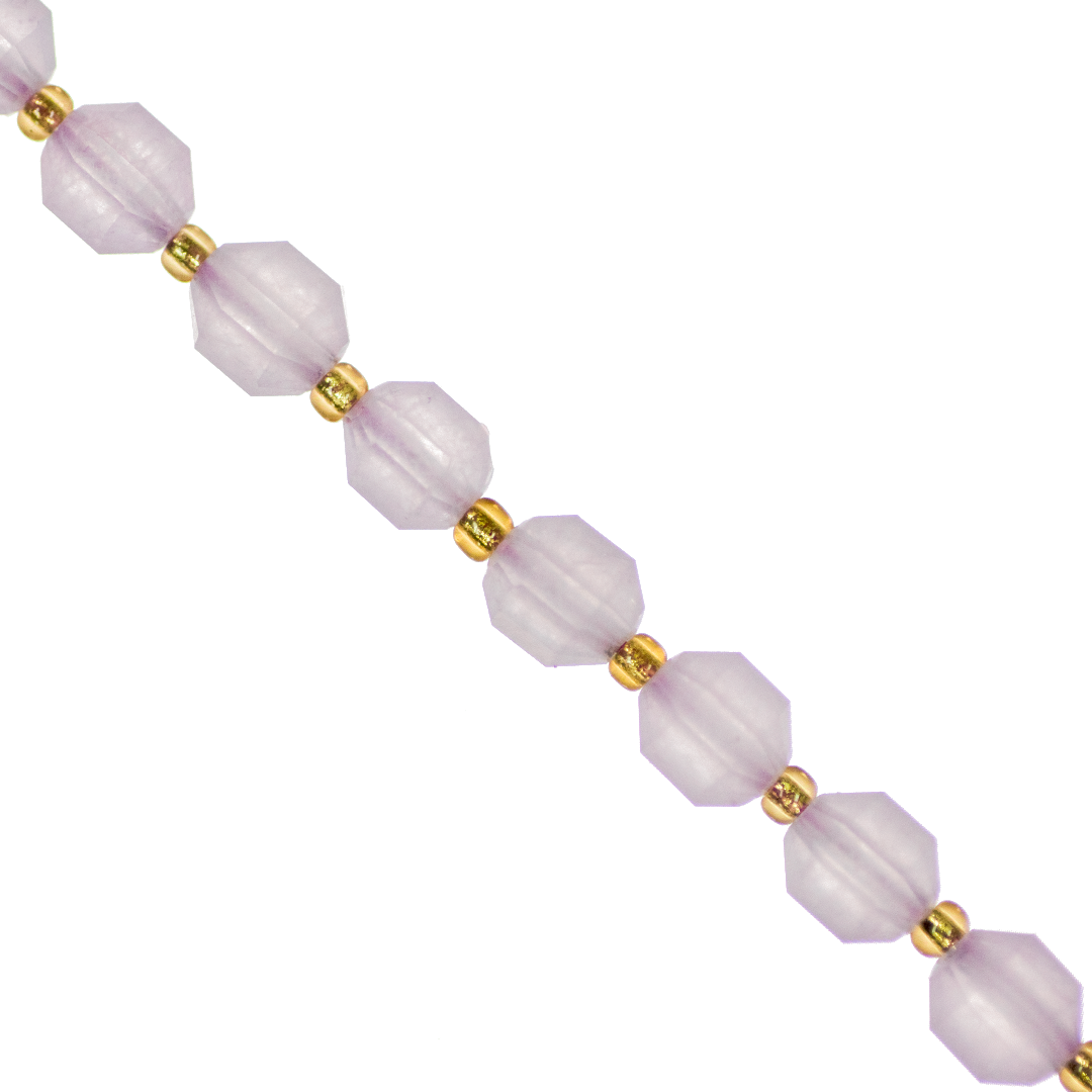 Faceted Hexagon Gemstones With Gold Spacer Bead, 8mm, Available in Various Gemstones
