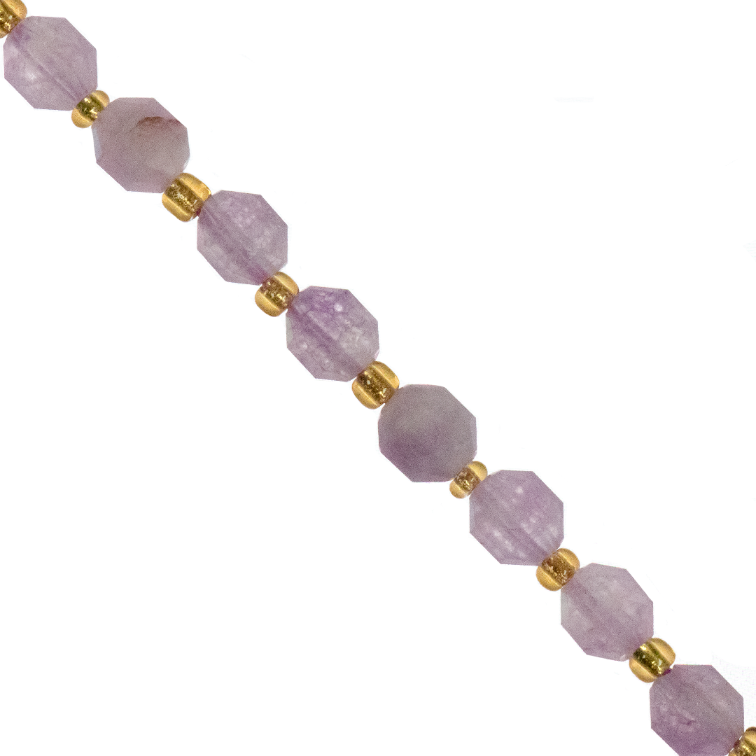 Faceted Hexagon Gemstones with Gold Spacer Bead, 6mm, Available in Various Gemstones