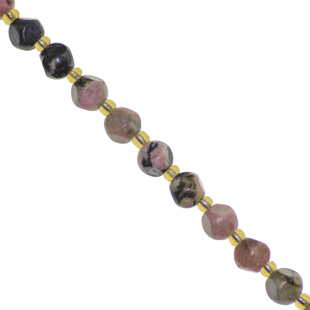 Dice Gemstones with Gold Spacer Bead, 6mm, Available in Various Gemstones