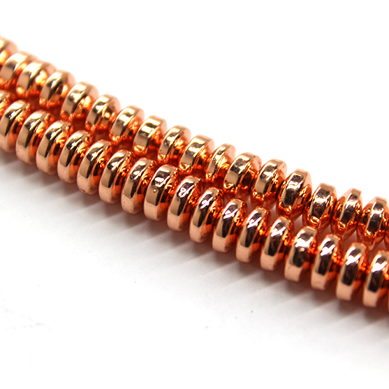 Hematite, Rondelle, Rose Gold, Plated, Available in Multiple Sizes