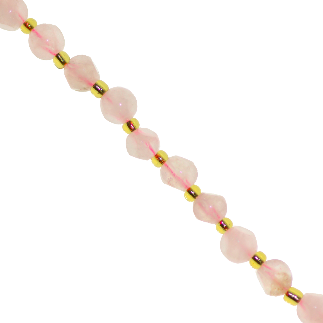 Dice Gemstones with Gold Spacer Bead, 6mm, Available in Various Gemstones