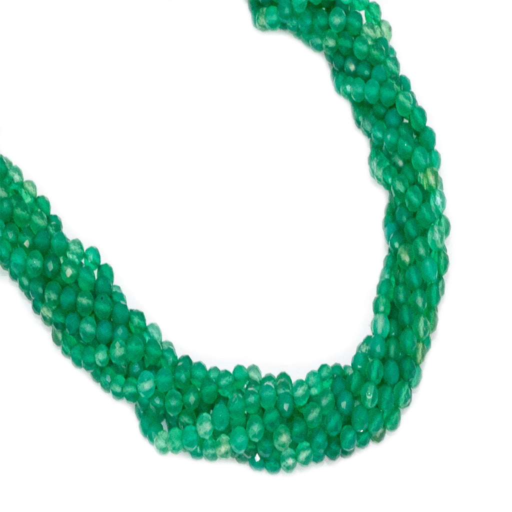 Faceted Green Agate, Semi-Precious Stone, 3mm, 120 pcs per strand
