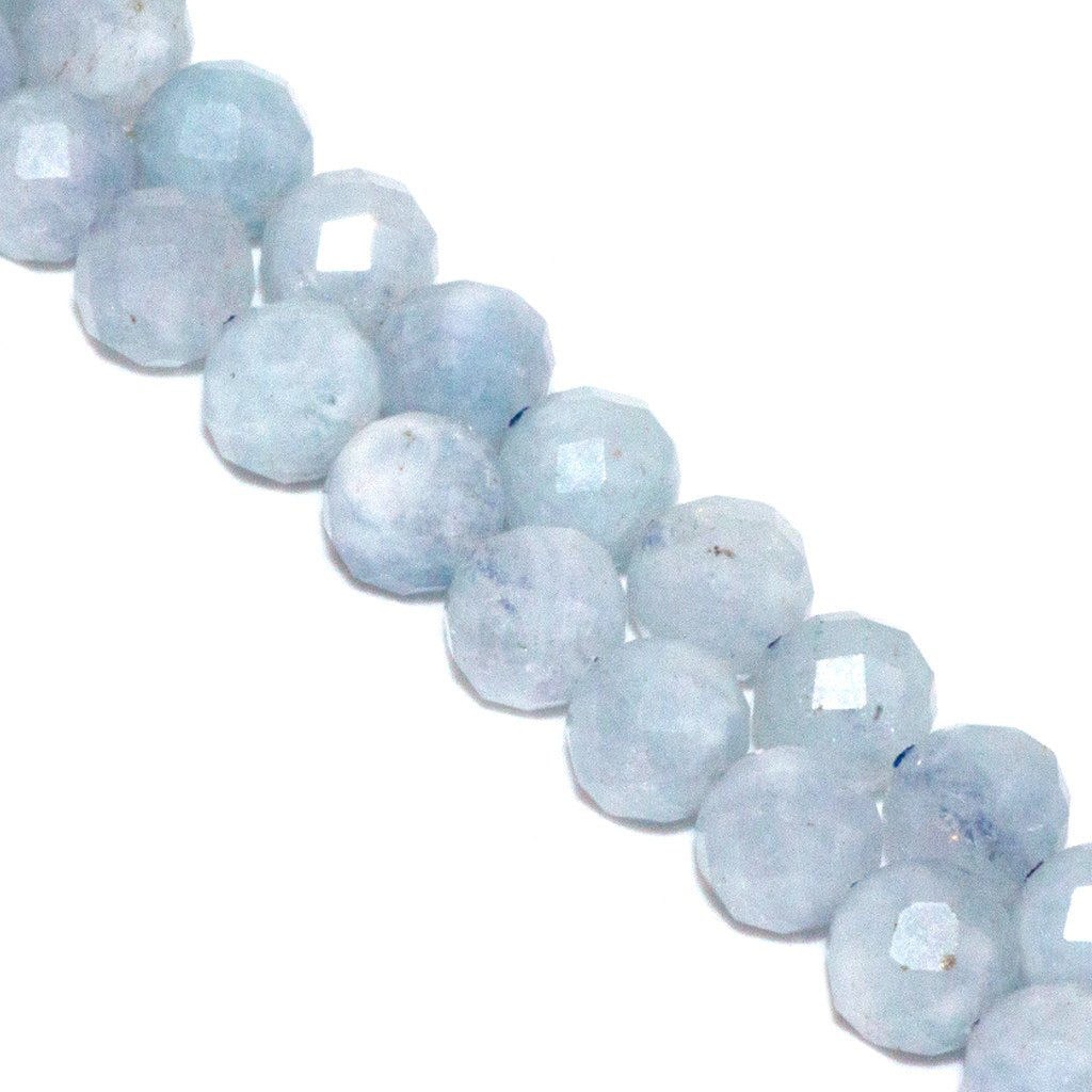 Faceted Aquamarine, Semi-Precious Stone, 8mm, Approx 51+ pcs per strand
