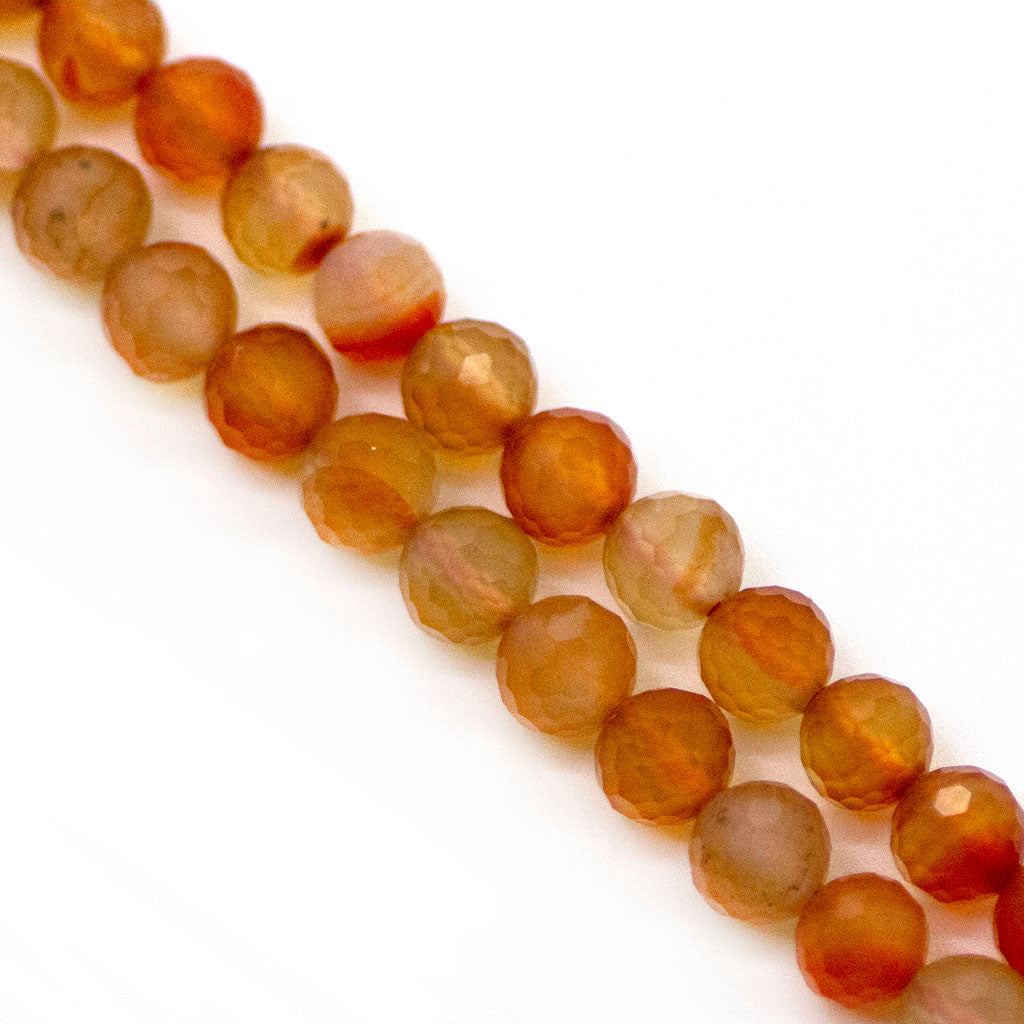 Faceted Orange Chalcedony, Semi-Precious Stone, 8mm, approx. 51 pcs per strand