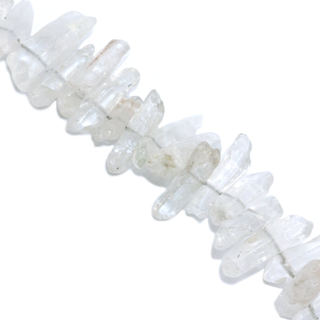 Large Frosted & Semi-Frosted Crystal, Semi-Precious Stone - Approx. 40mm x 10mm, 40 pcs per strand