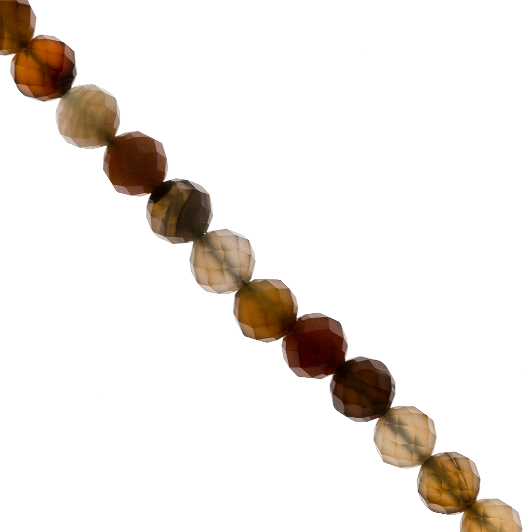 Faceted Brown Banded Agate, Semi-Precious Stone, 8mm, Approx 50+pcs per strand