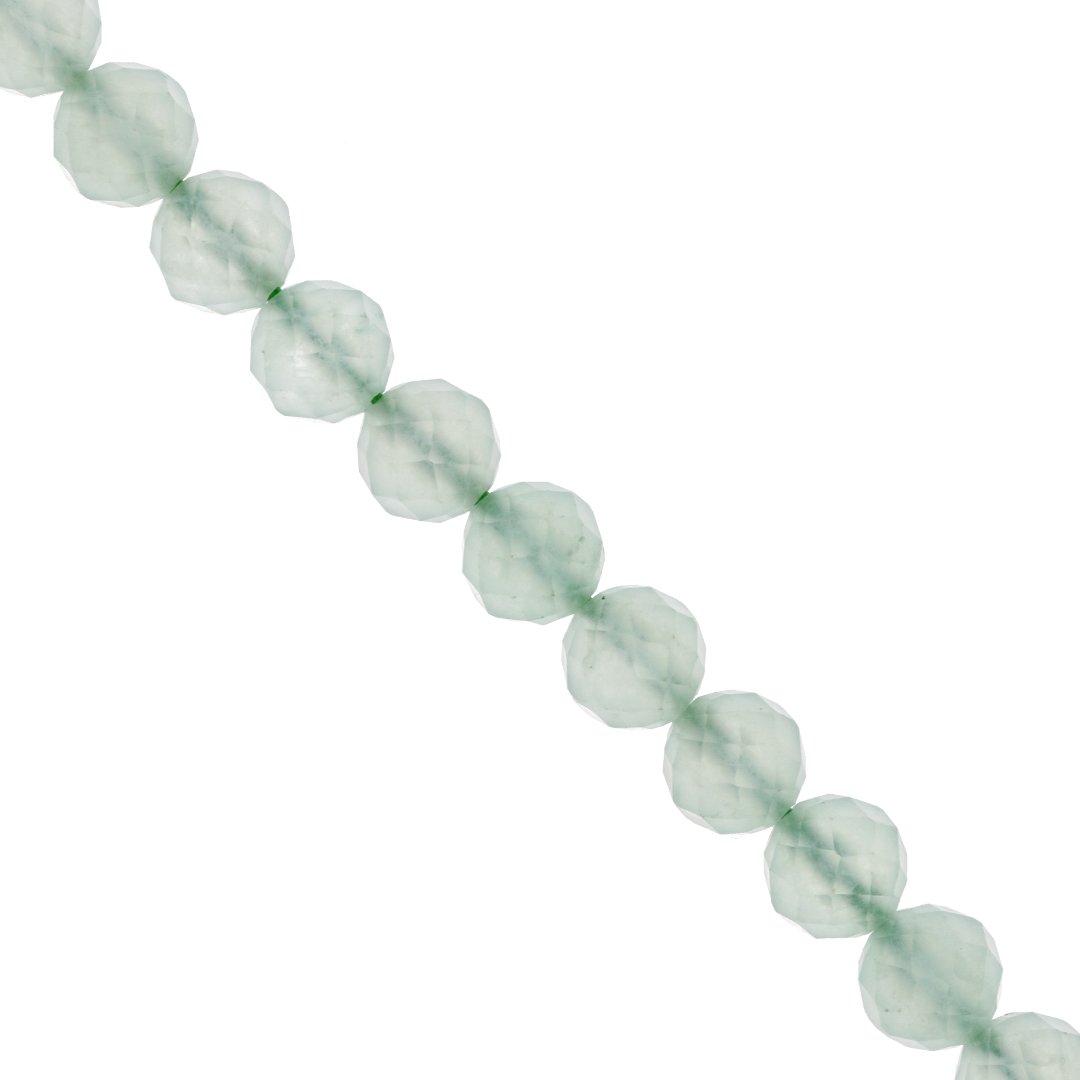 Faceted Pale Green Jade, Semi-Precious Stone, 8mm, Approx 47+pcs per strand