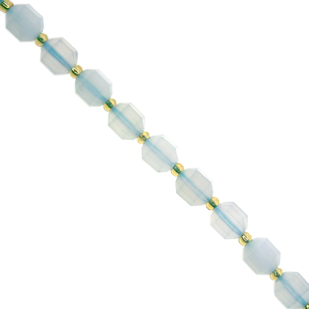 Faceted Hexagon Gemstones With Gold Spacer Bead, 8mm, Available in Various Gemstones