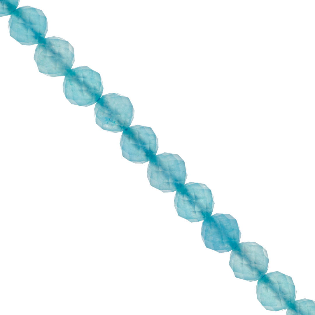 Faceted Cyan Jade, Semi-Precious Stone, 8mm, Approx 49+pcs per strand