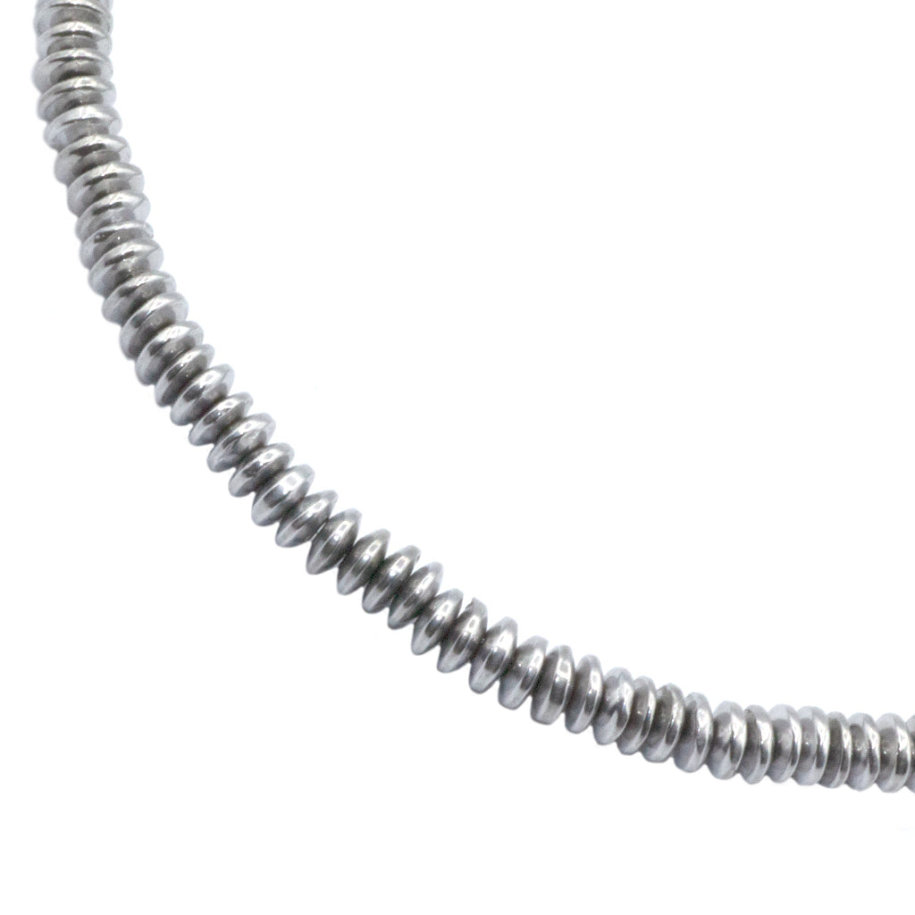 Hematite, Rondelle, Silver, Plated, Available in Multiple Sizes