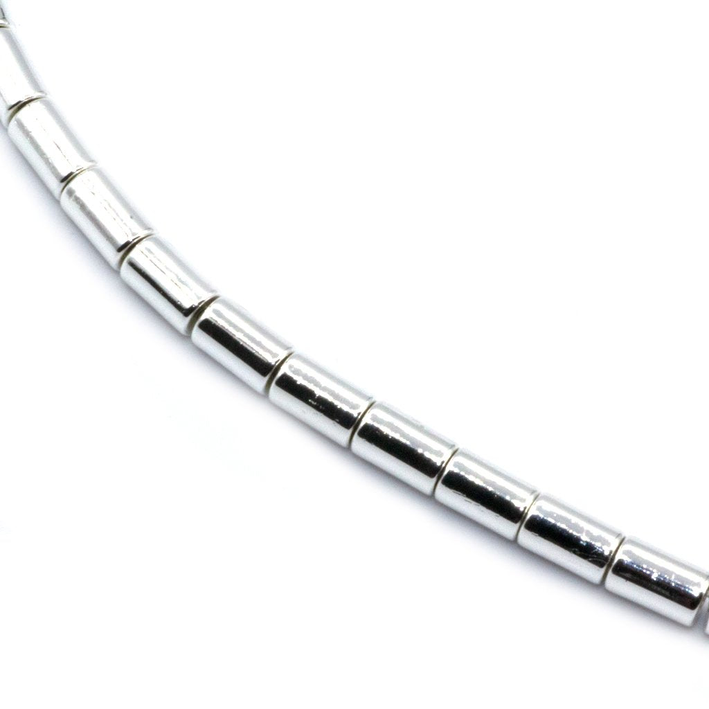 Hematite Cylinder, Bright Silver, Plated, Available in Multiple Sizes
