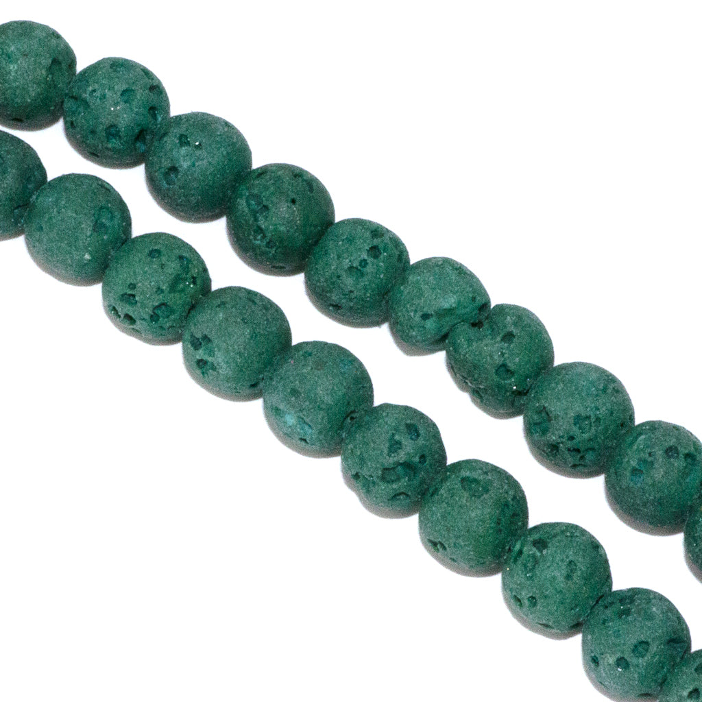 Dark Sea Green Lava Stone, Semi-Precious Stone, 6mm, 60 pcs per strand