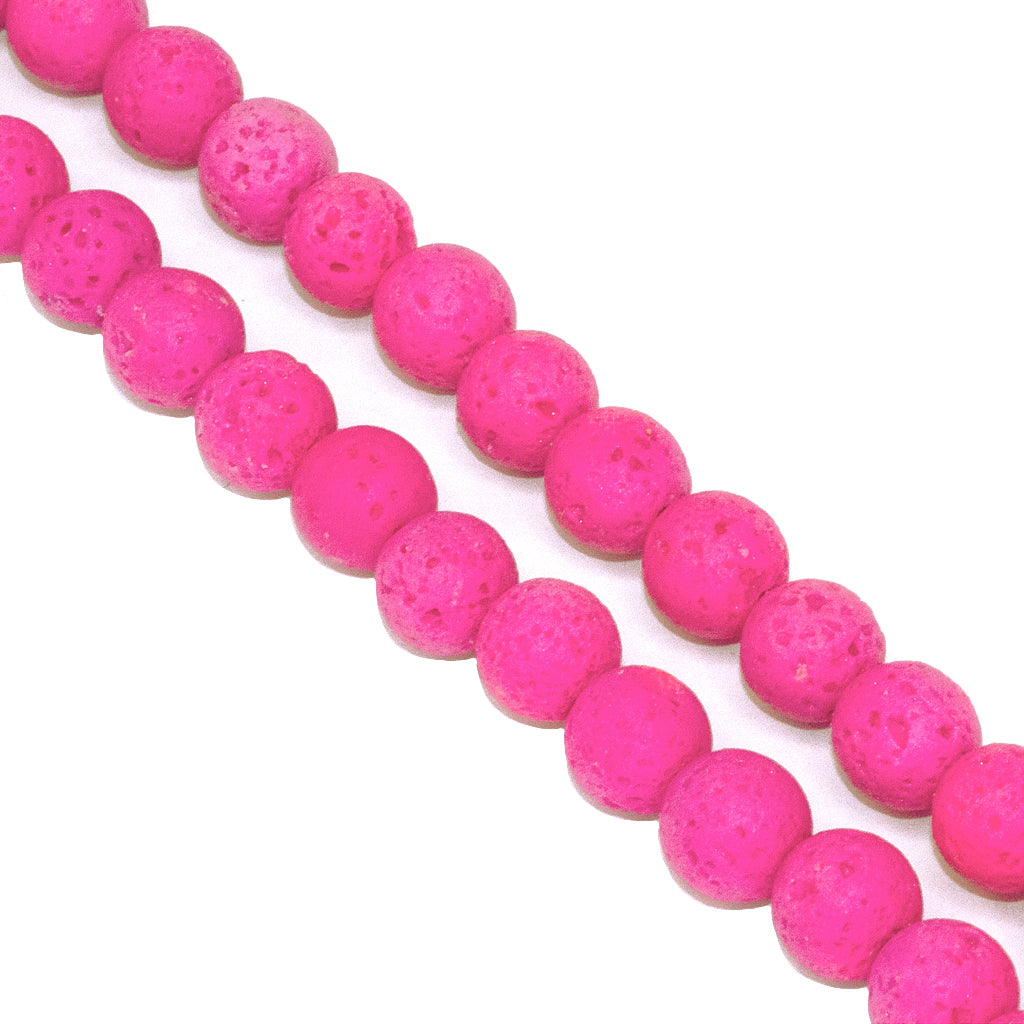 Hot Pink Lava Stone, Semi-Precious Stone, 8mm, 45 pcs per strand