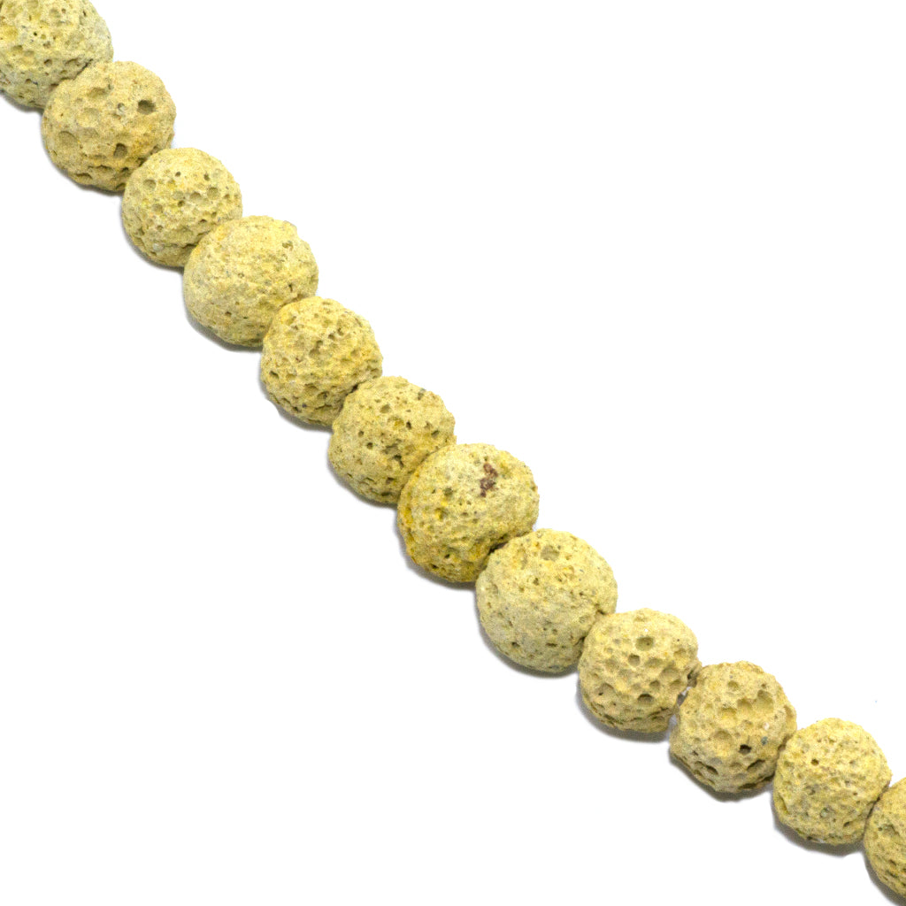 Pale Yellow Lava Stone, Semi-Precious Stone, 8mm, 45 pcs per strand