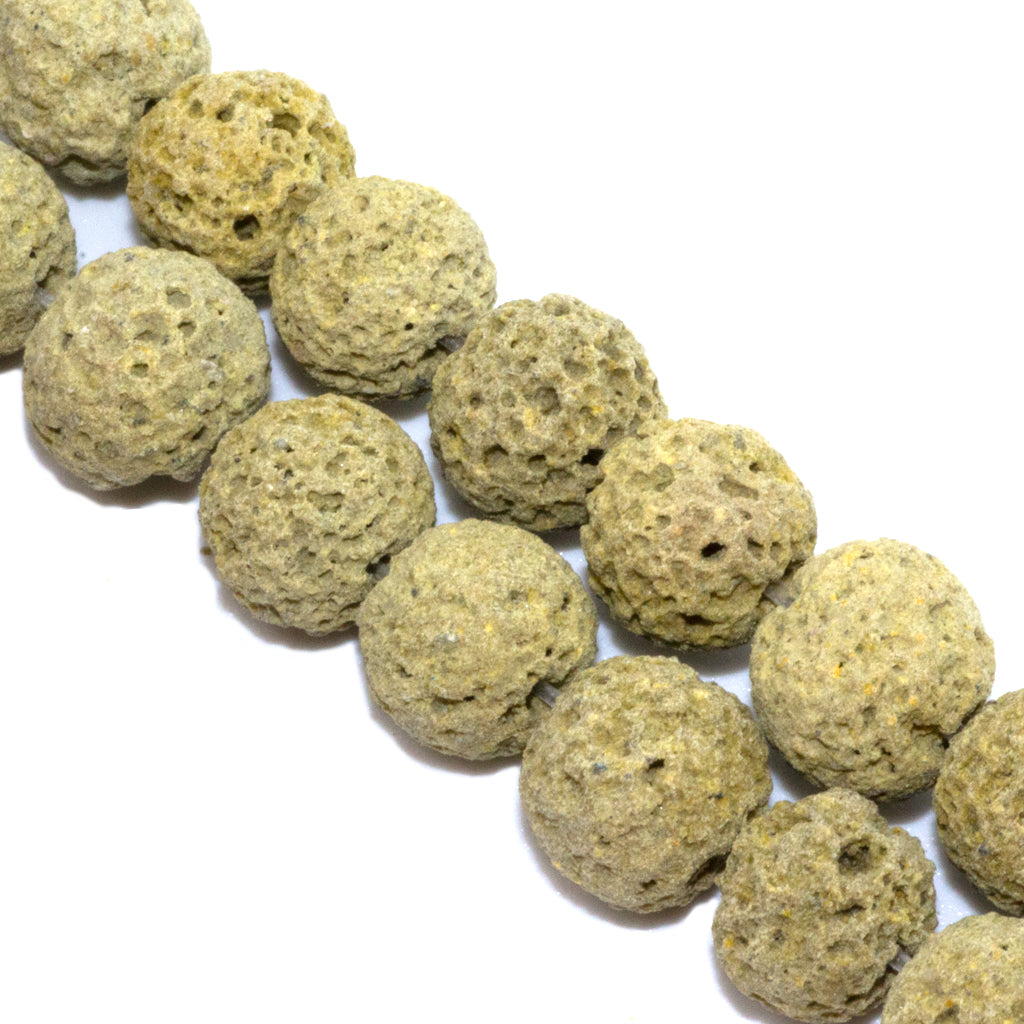 Olive Green Lava Stone, Semi-Precious Stone, 8mm, 45 pcs per strand