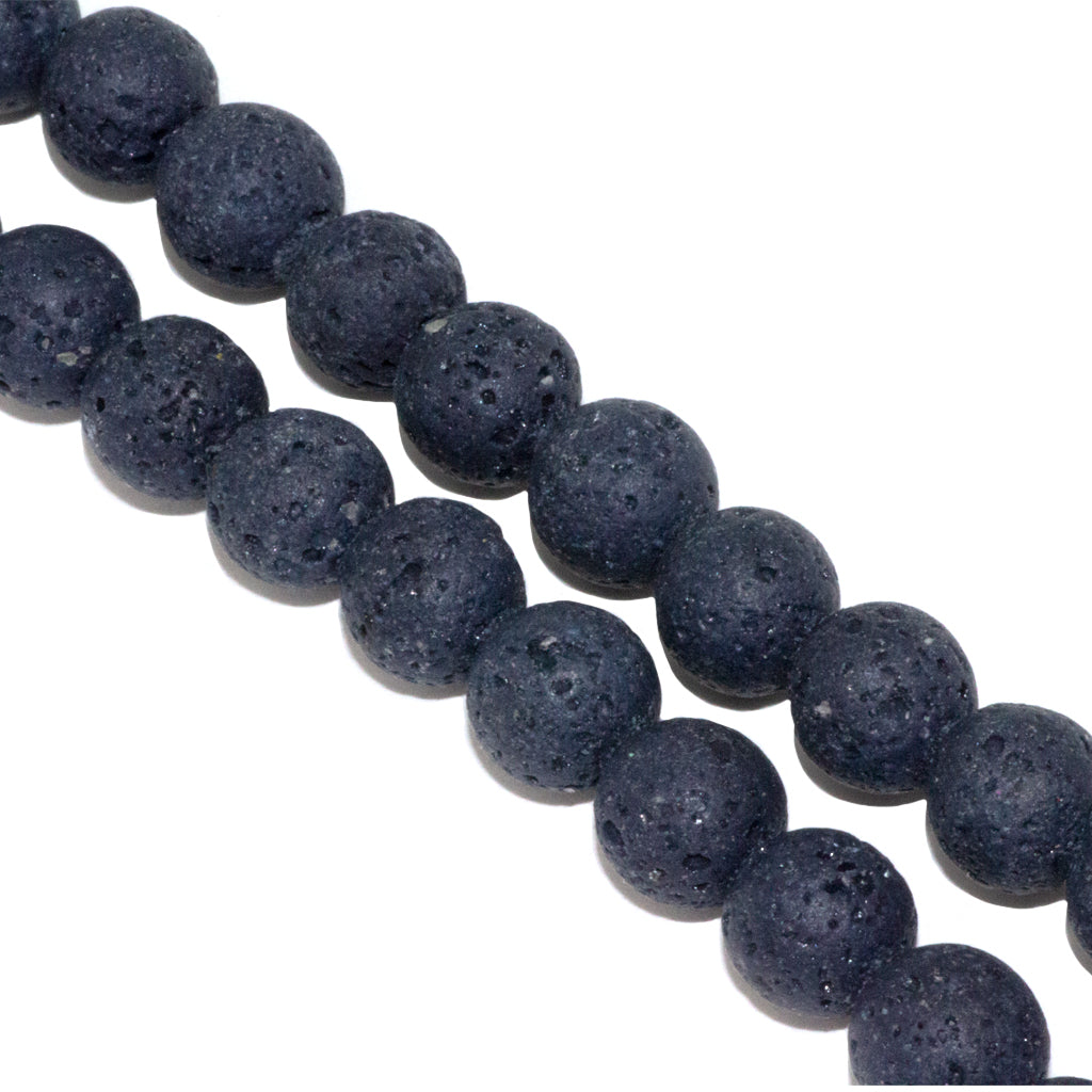 Navy Lava Stone, Semi-Precious Stone, 8mm, 45 pcs per strand