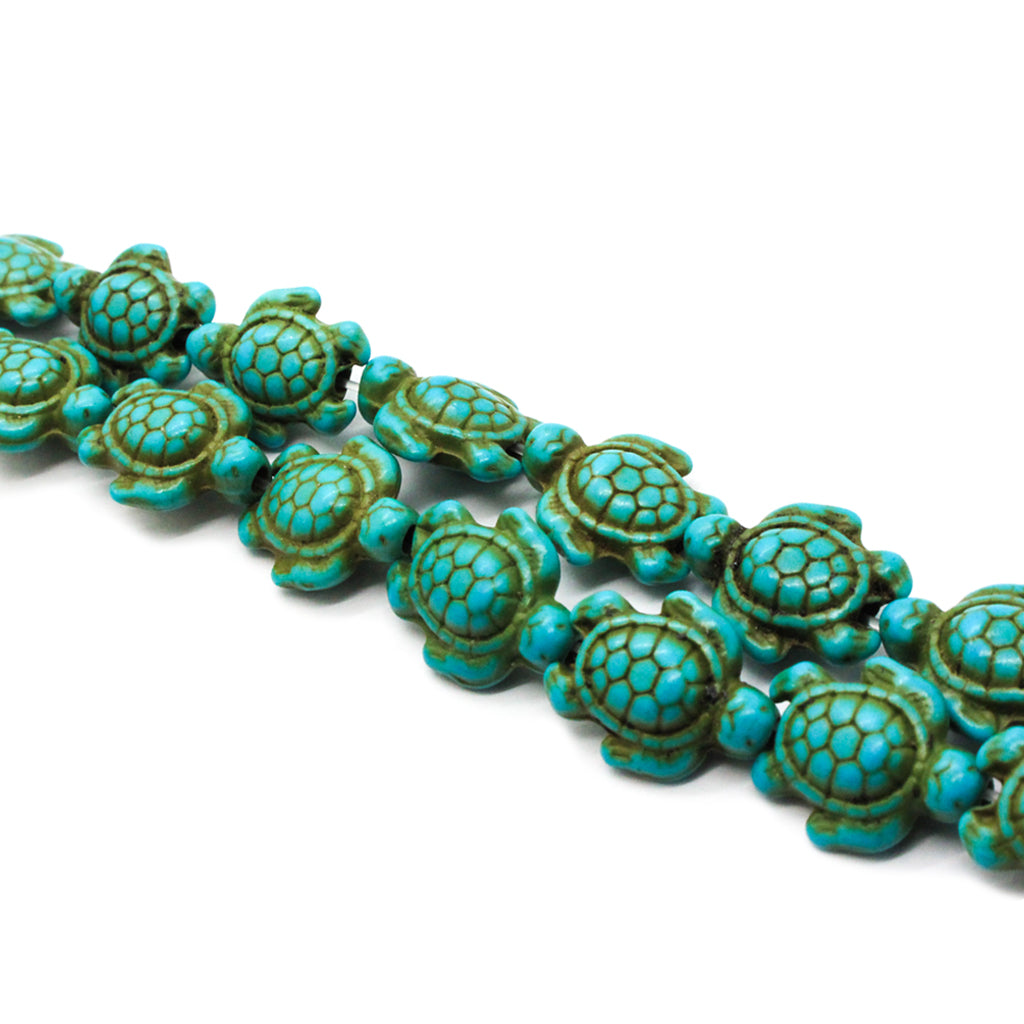 Blue Magnesite, Turtle Stones, Semi-Precious Stone, 17mm x 14mm, 20 pcs per strand