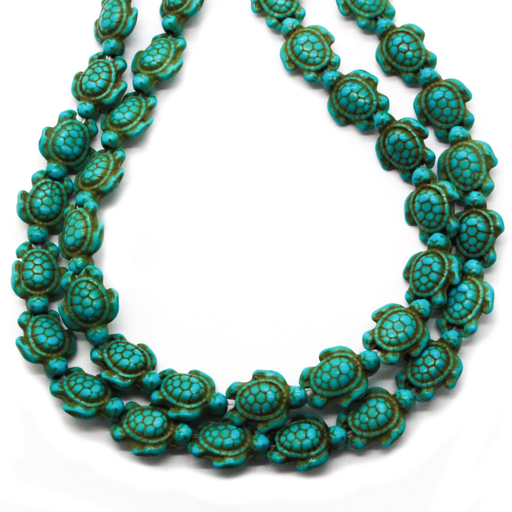 Blue Magnesite, Turtle Stones, Semi-Precious Stone, 17mm x 14mm, 20 pcs per strand