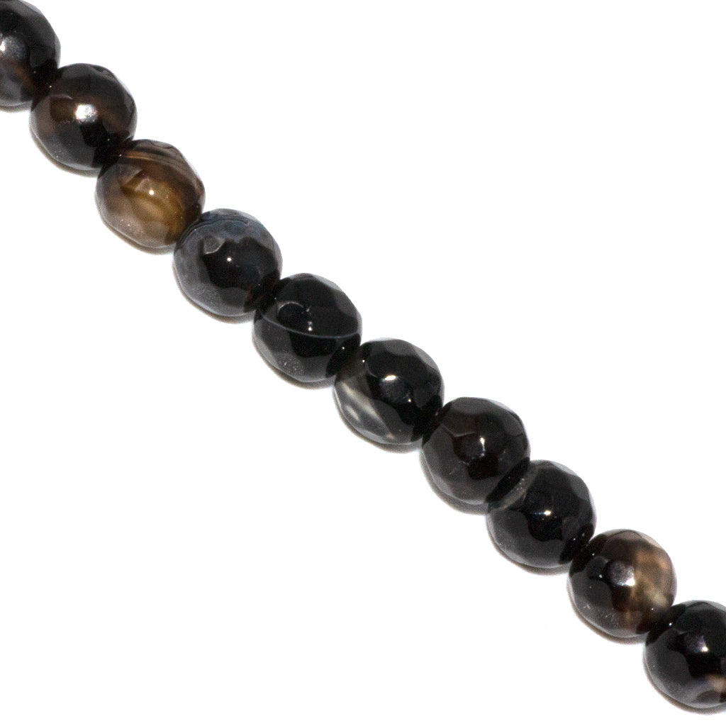Mixed Onyx Faceted, Semi-Precious Stone, 6mm, 60 pcs per strand