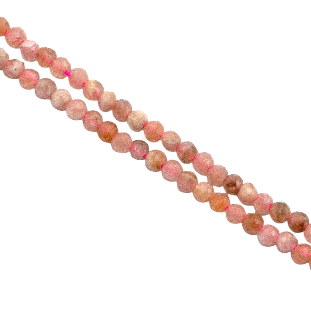 Faceted Rhodochrosite, Semi-Precious Stone, 2mm, 216 pcs per strand