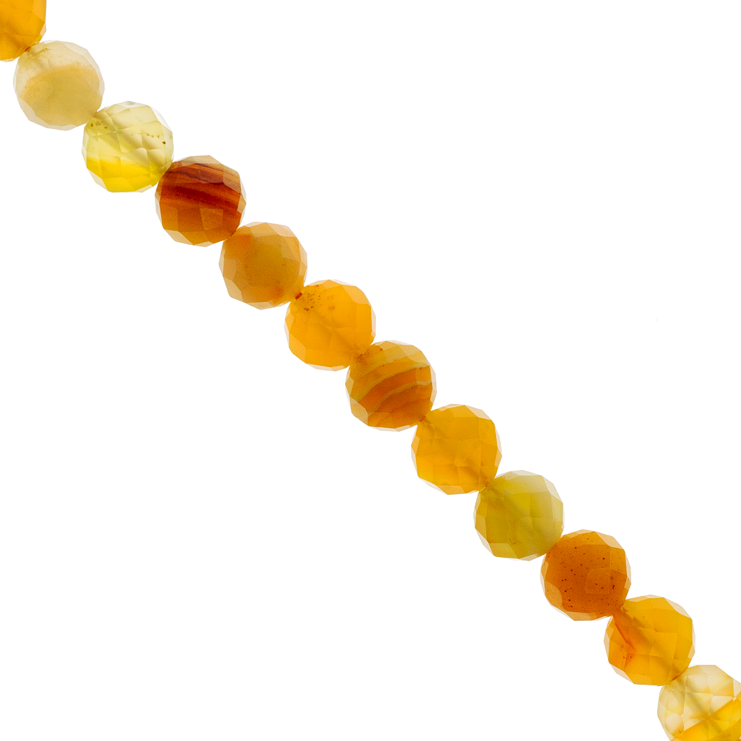 Faceted Orange Agate, Semi-Precious Stone, 8mm, Approx 49+ pcs per strand